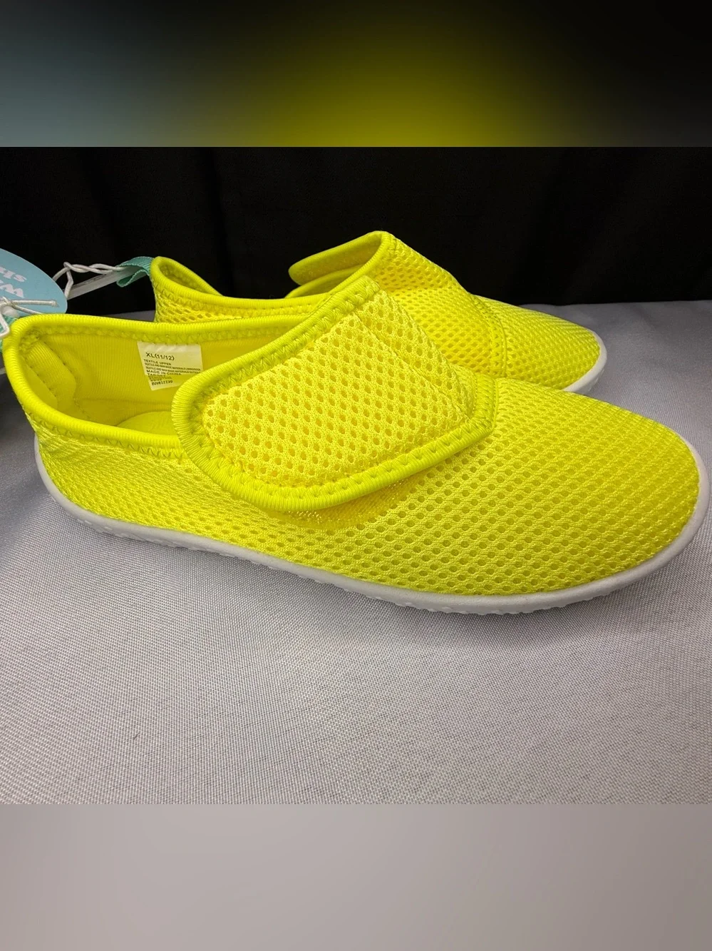 Toddler Water Shoes Bright Yellow Mesh Easy Velcro Slip-On Size 11/12 NWT